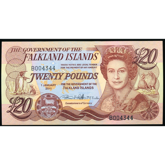 FALKLAND ISLANDS P.19 2011 £20 UNC low serial no