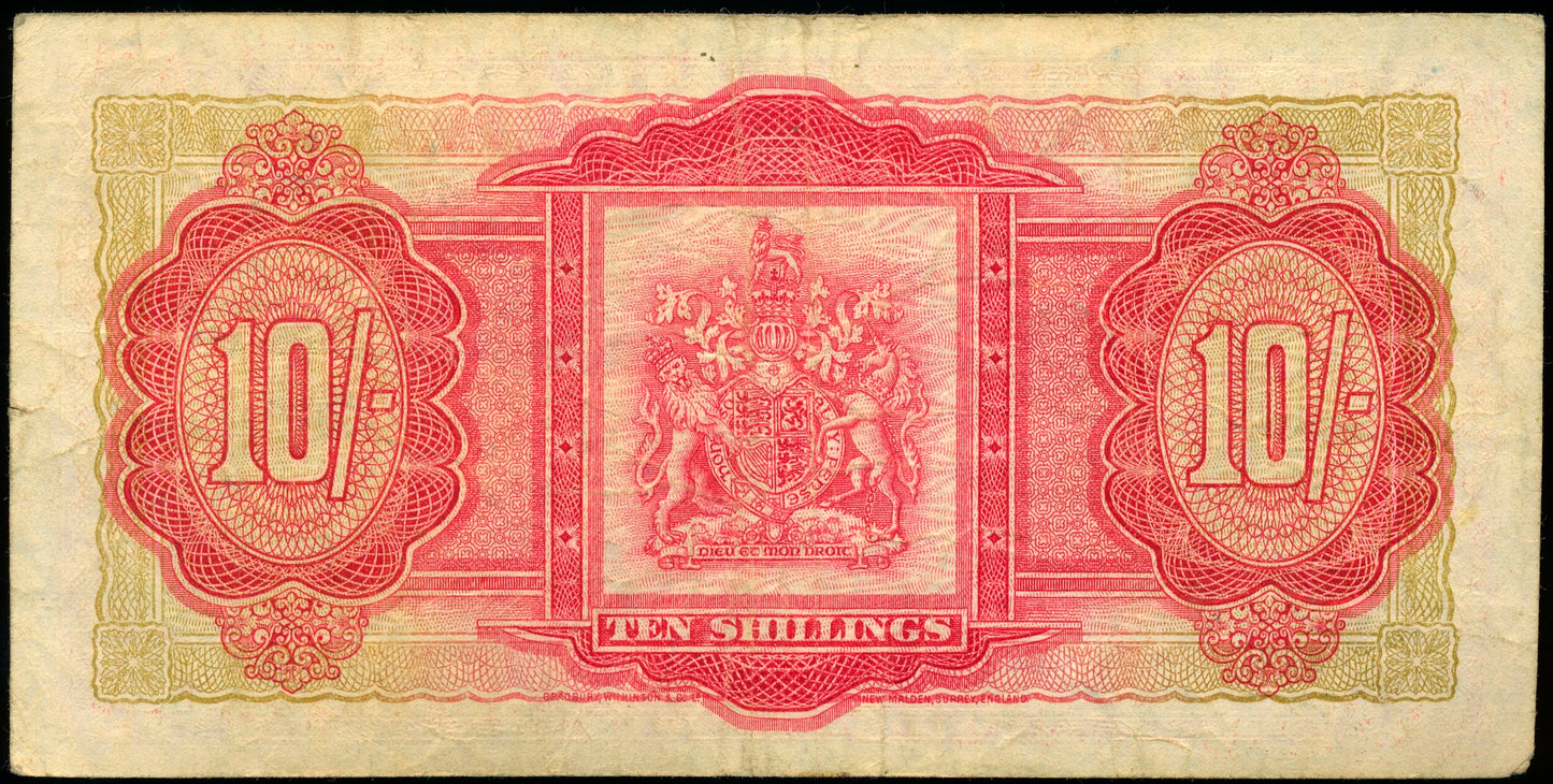 BERMUDA P.19b 1952-1966 10 Shillings VF R/1