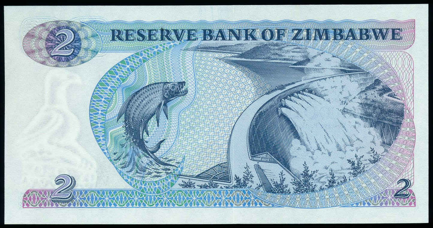 ZIMBABWE P.1a 1980 2 Dollars UNC AA