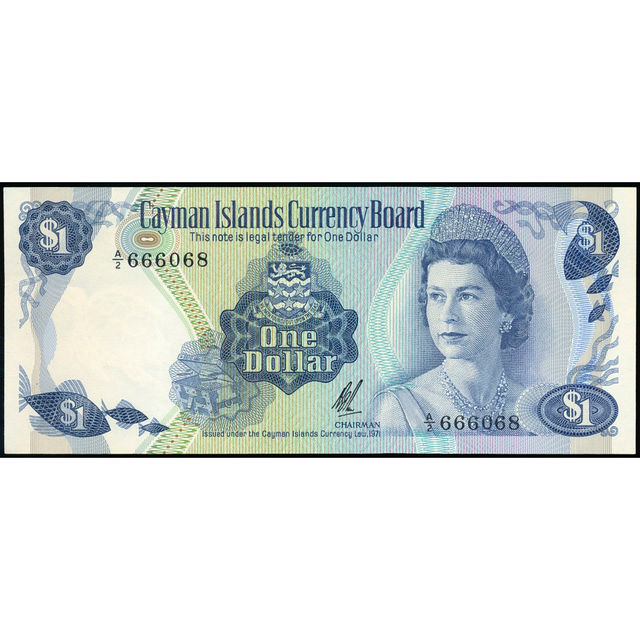 CAYMAN ISLANDS P.1a 1971-1991 $1 AUNC A/2