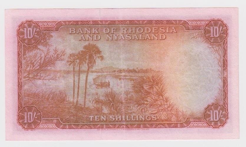 RHODESIA and NYASALAND P.20b 1961 10 shillings AVF