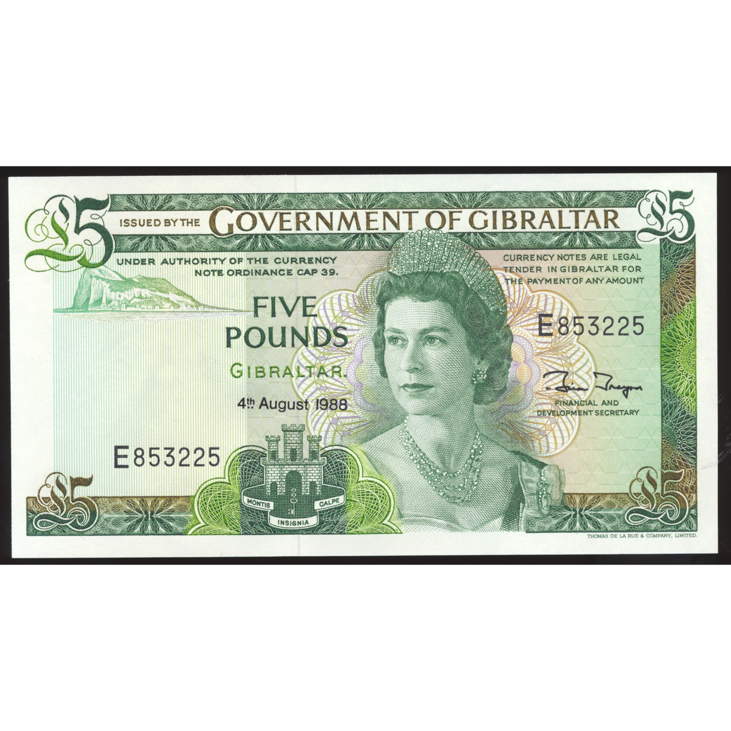 GIBRALTAR P.21b 1988 £5 UNC E