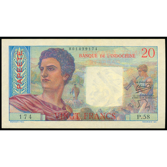 TAHITI P.21b 1954 20 francs UNC