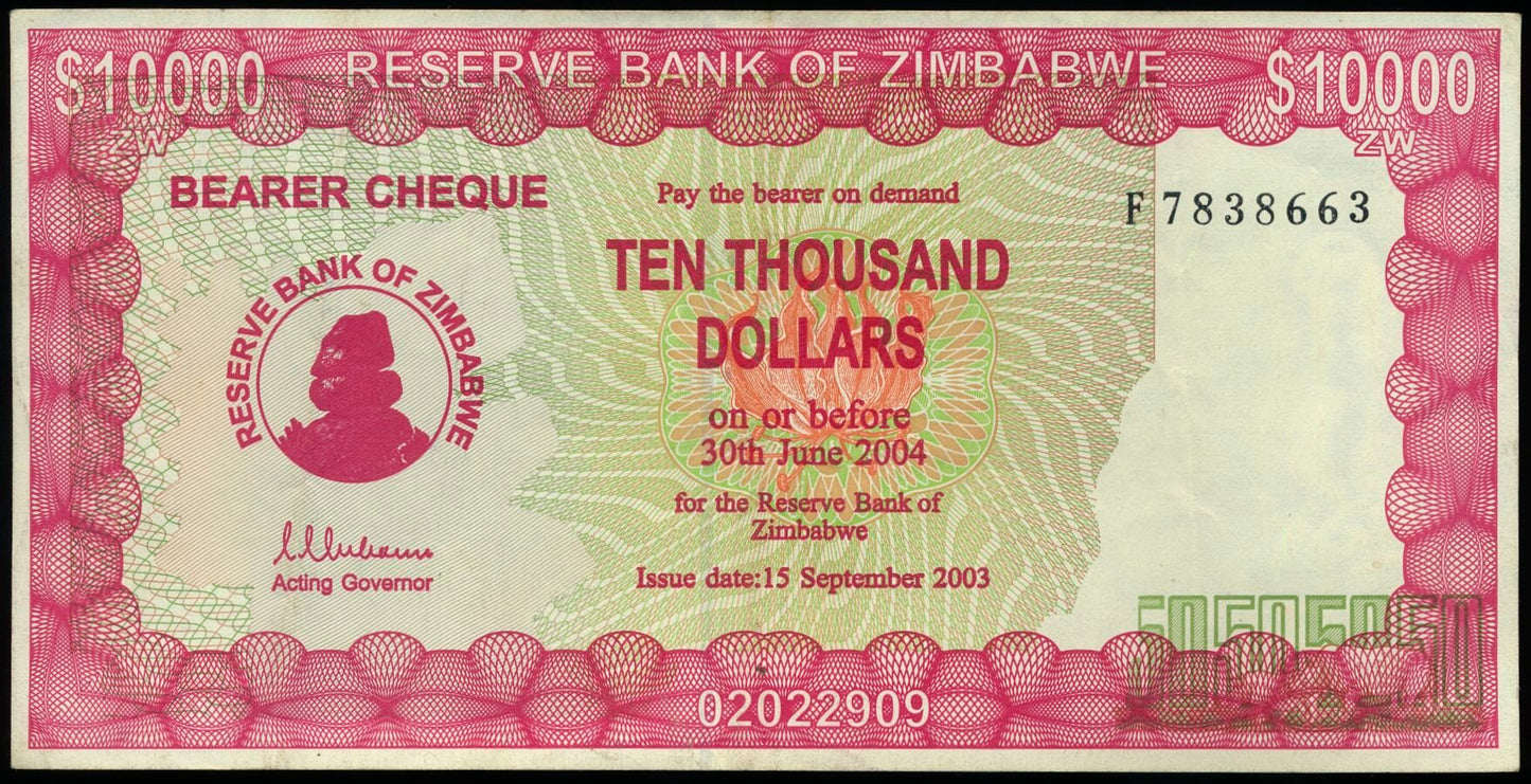 ZIMBABWE P.22b 2004 10,000 Dollars UNC