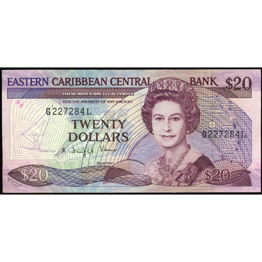 EAST CARIBBEAN P.24L2 1988 $20 Suffix VL St Lucia EF