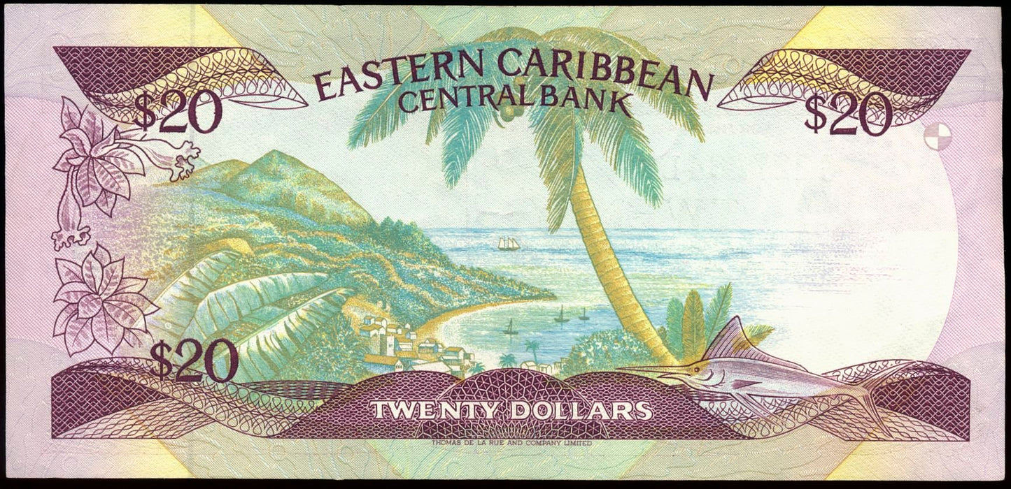 EAST CARIBBEAN P.24L2 1988 $20 Suffix VL St Lucia EF