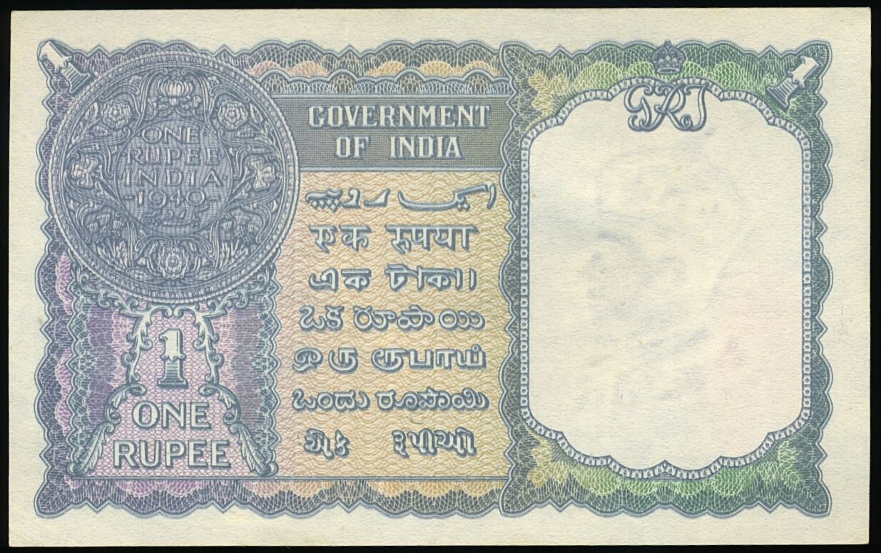 INDIA P.25a 1940 1 Rupee UNC S29