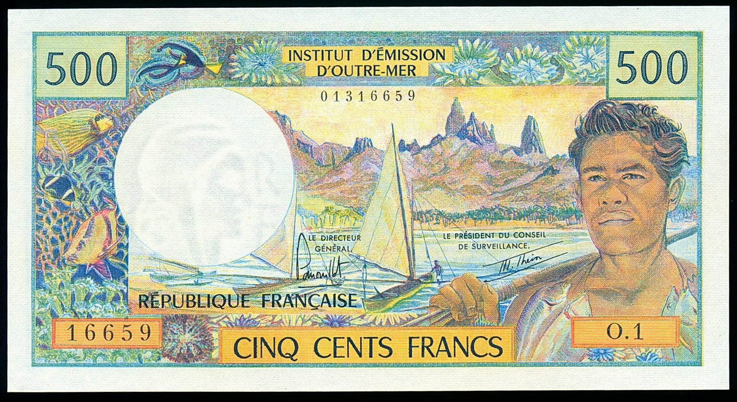 TAHITI p.25b1 1977 500 francs GEM UNC 65 EPQ