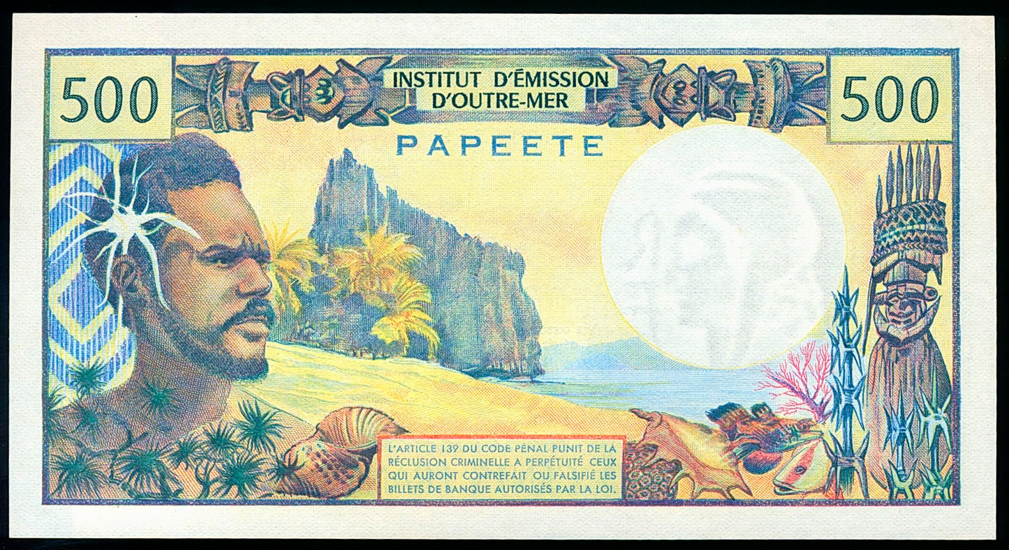 TAHITI p.25b1 1977 500 francs GEM UNC 65 EPQ