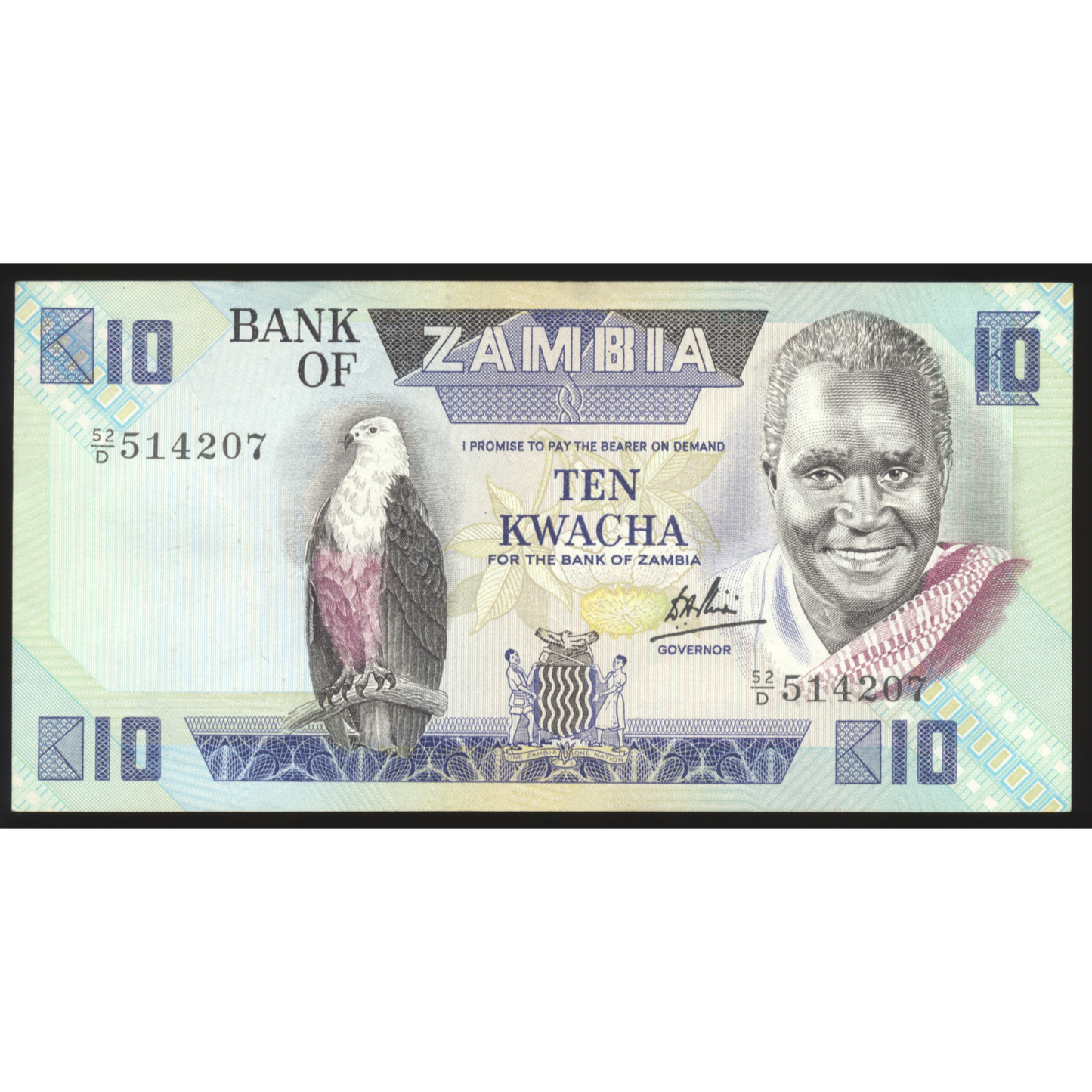 ZAMBIA P.26a 1980 10 Kwacha banknote GEF