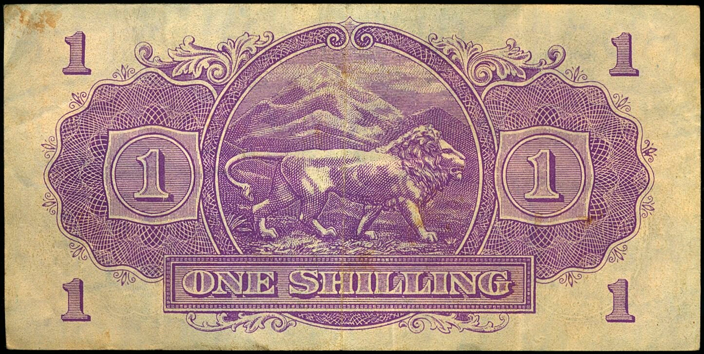 EAST AFRICA P.27 1943 1 Shilling AVF B/59