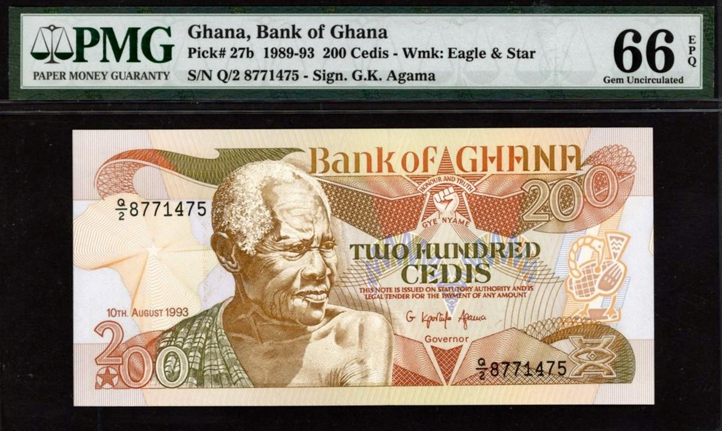 GHANA P.27b 1989-1993 200 Cedis GEM 66 UNC