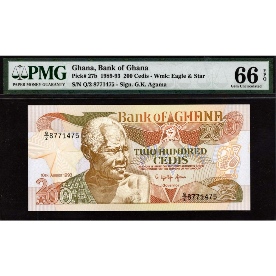 GHANA P.27b 1989-1993 200 Cedis GEM 66 UNC