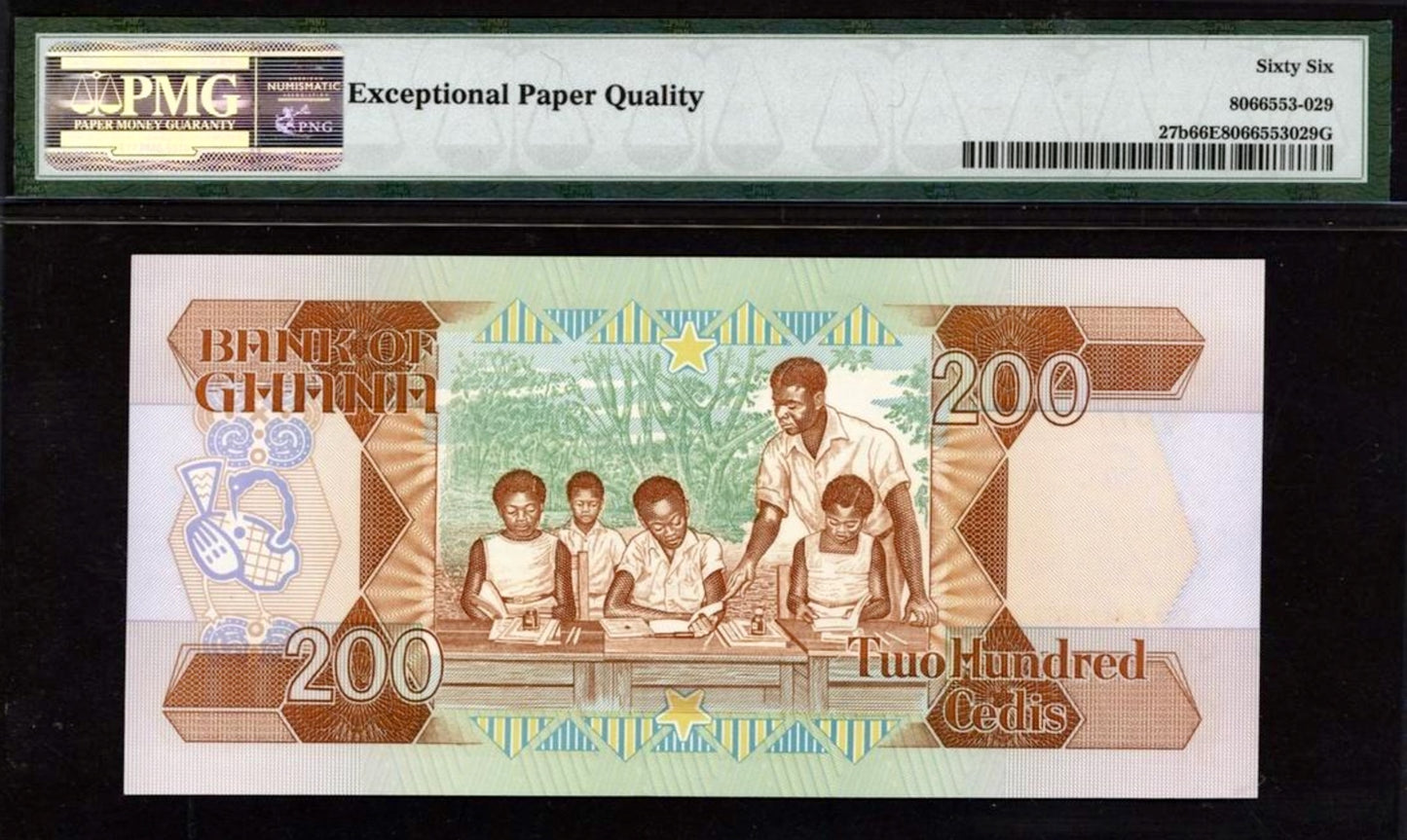 GHANA P.27b 1989-1993 200 Cedis GEM 66 UNC