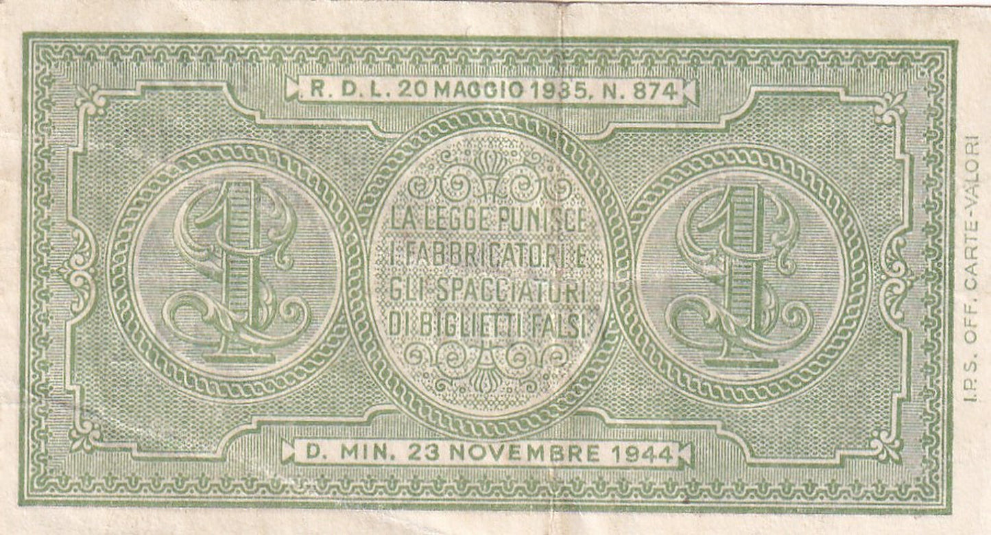 ITALY P.29 1931 1 Lire EF