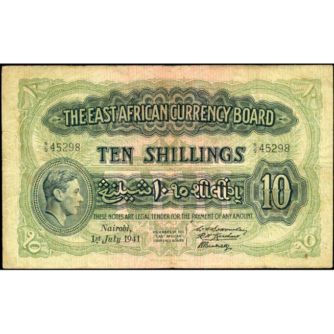 EAST AFRICA P.29a 1939 10 Shillings AVF N/9