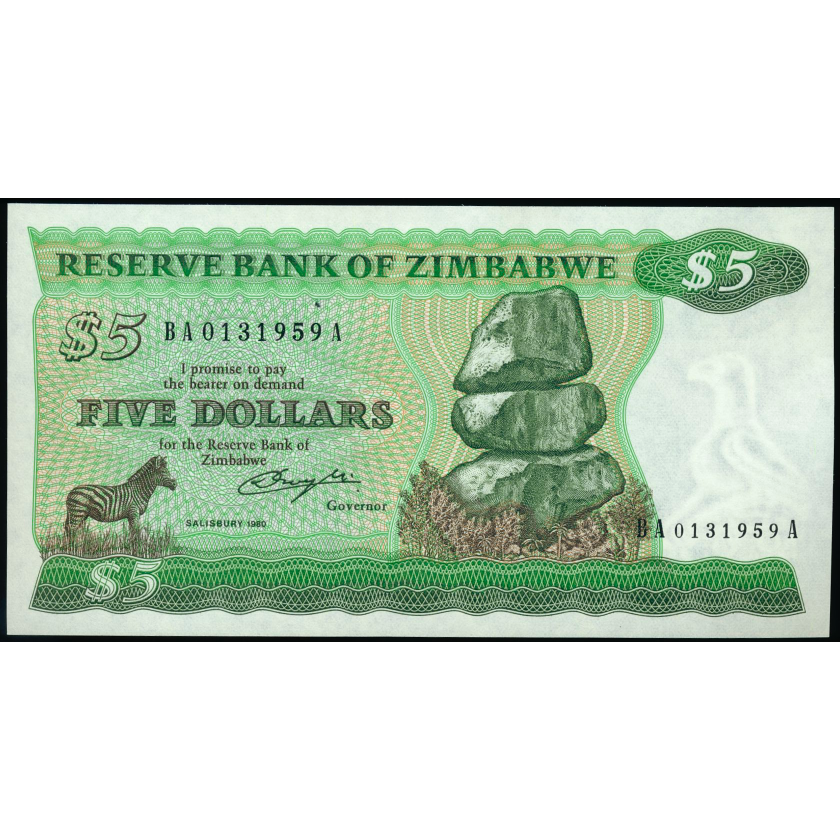 ZIMBABWE P.2a 1982 5 Dollars AUNC