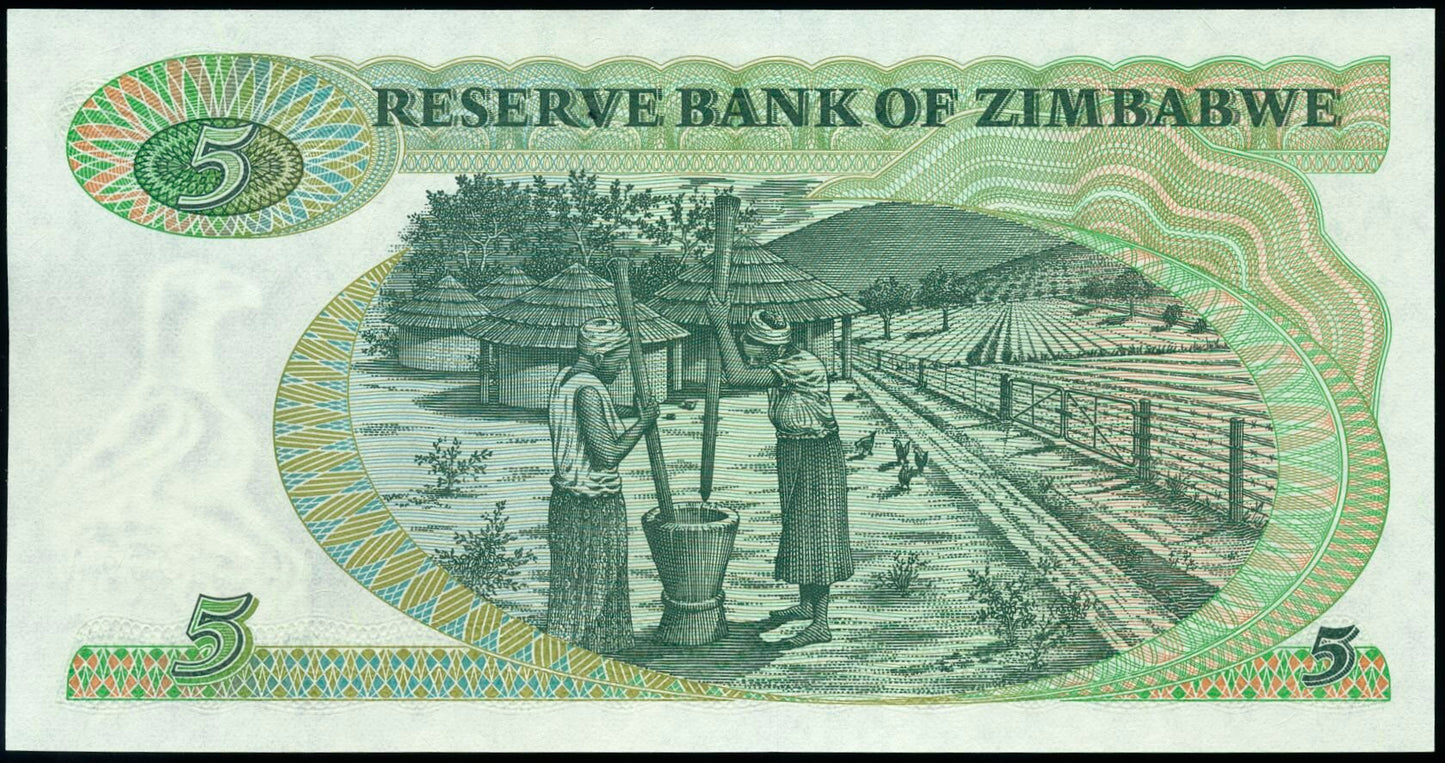 ZIMBABWE P.2a 1982 5 Dollars AUNC