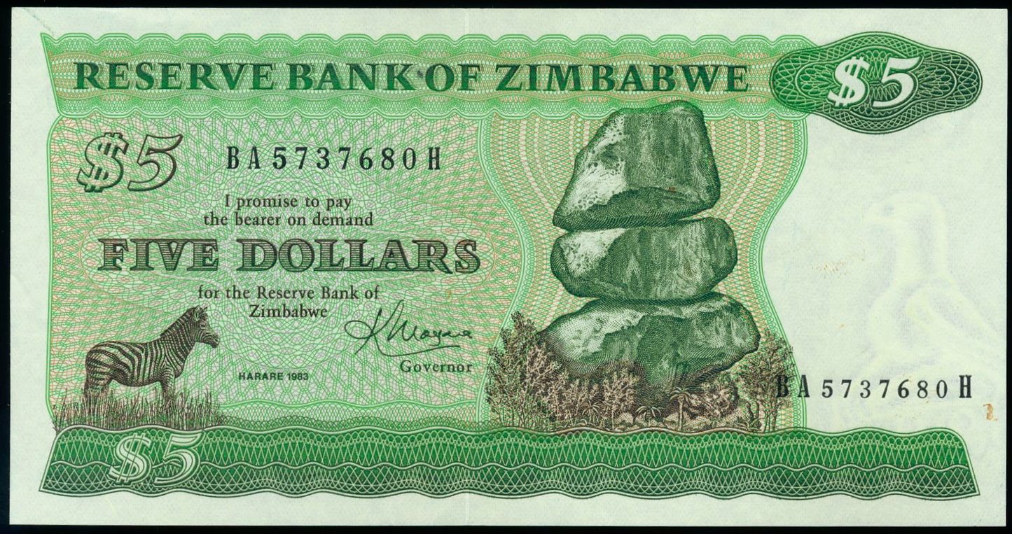 ZIMBABWE P.2c 1983 5 Dollars AUNC