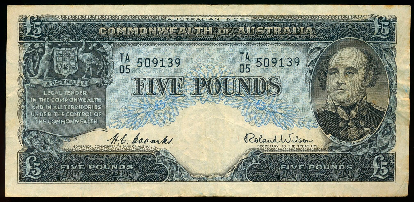 AUSTRALIA P.31a 1954-1959 £5 VF TA05