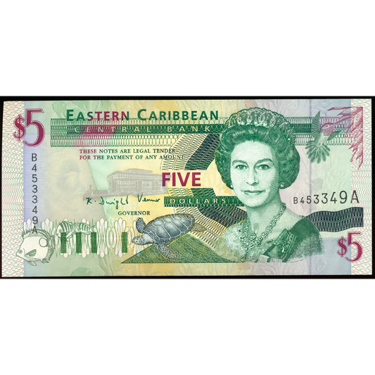EAST CARIBBEAN P.31a 1993 Suffix A Antigua $5 UNC