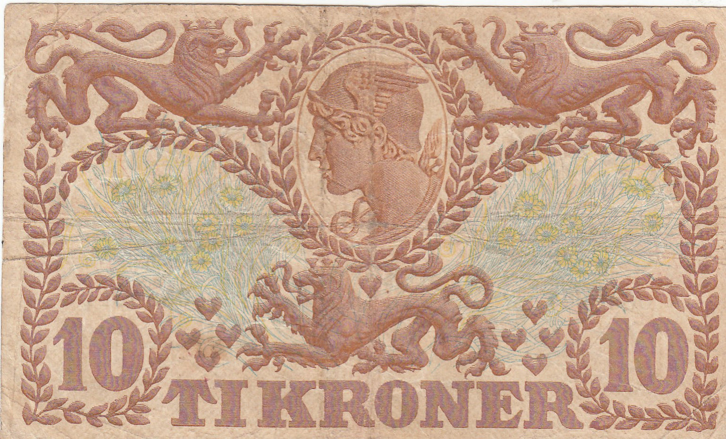 DENMARK P.31g 1939 10 Kroner VF