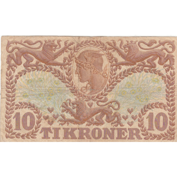 DENMARK P.31g 1939 10 Kroner VF