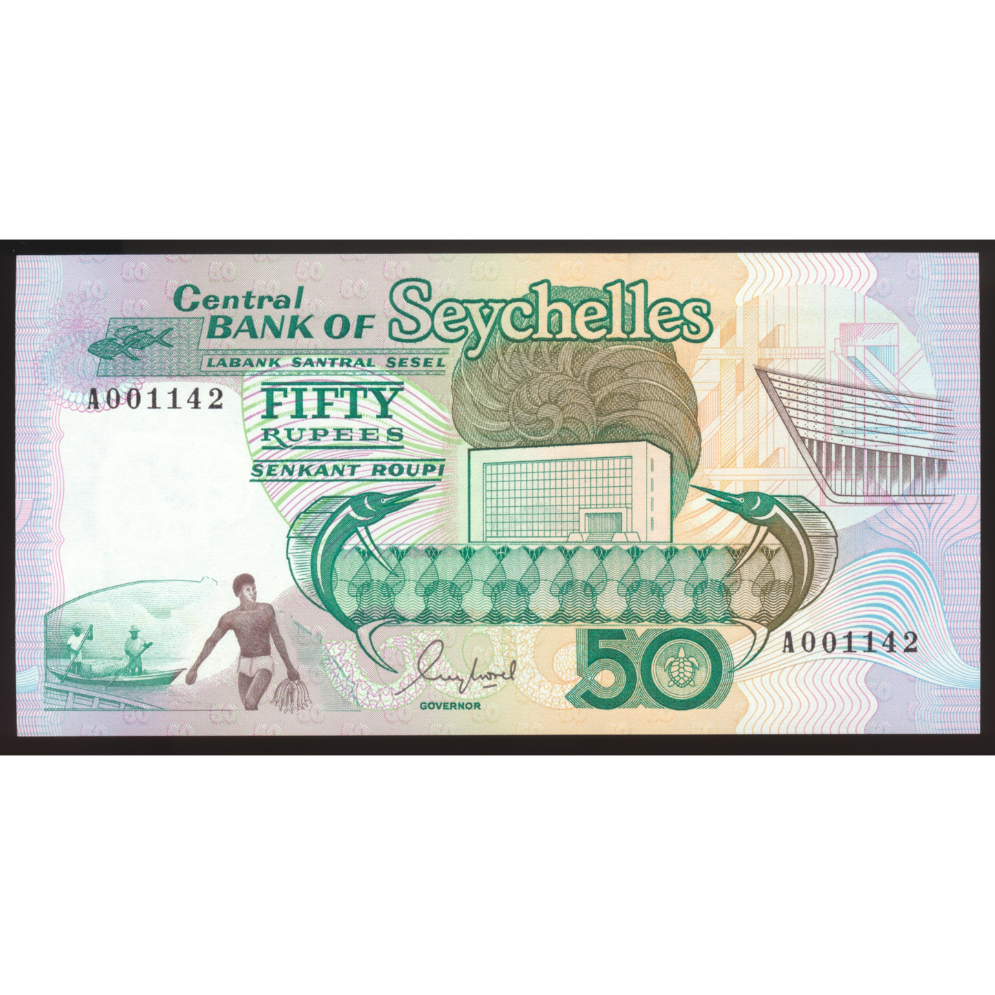 SEYCHELLES P.34 1989 50 Rupees UNC low serial number