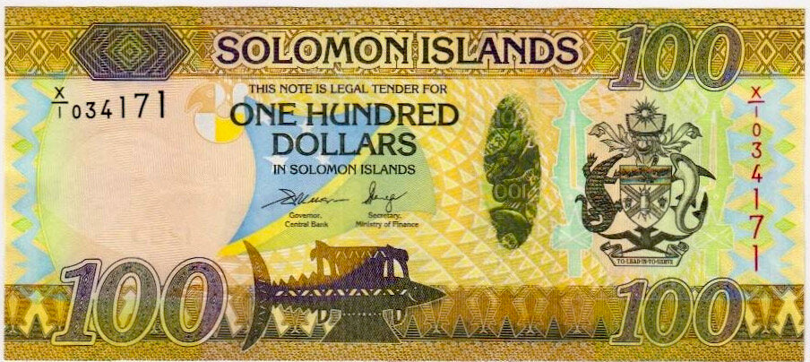 SOLOMON ISLANDS P.36r 2015 100 Dollars UNC X/1 Replacement note