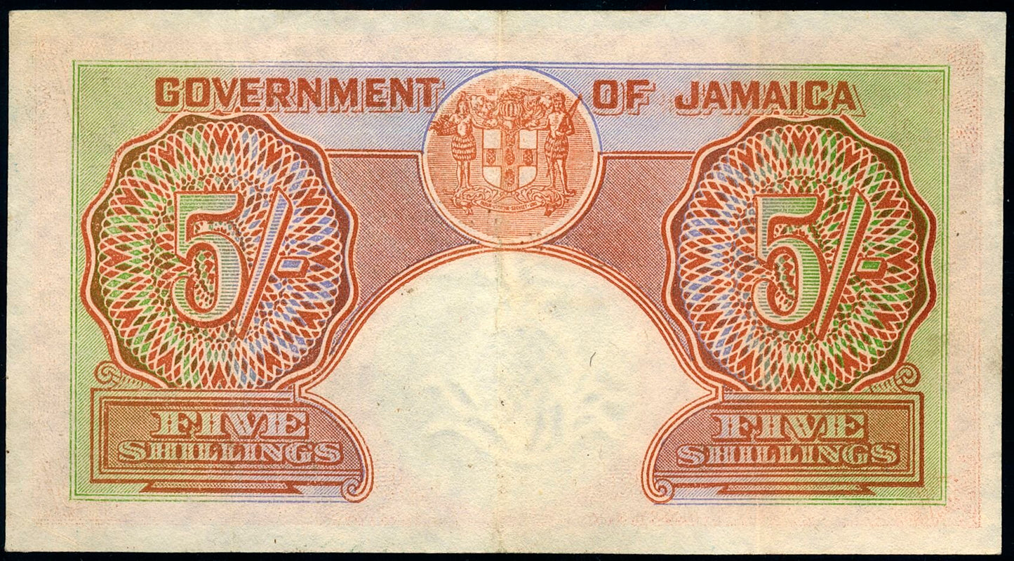 JAMAICA P.37a 1948 5 Shillings EF 40