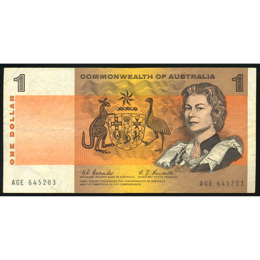 AUSTRALIA P.37b 1968 $1 GVF AGE