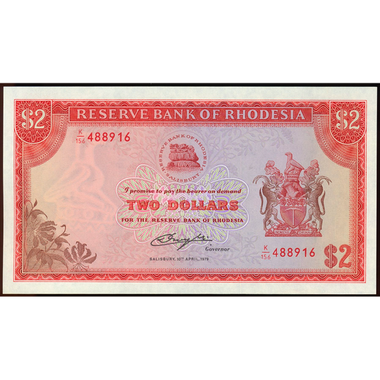 RHODESIA P.39a 1979 2 dollars UNC