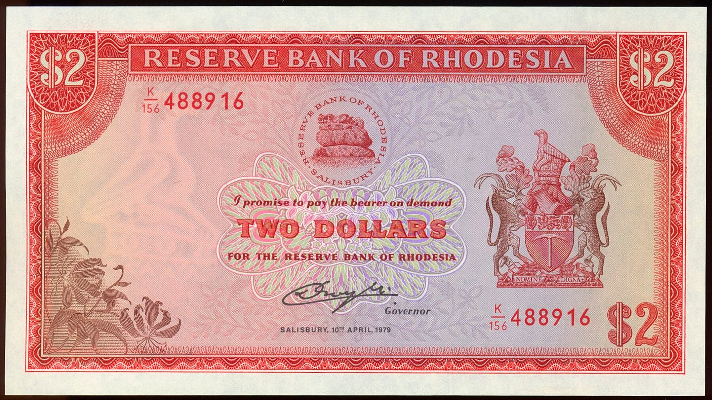 RHODESIA P.39a 1979 2 dollars UNC