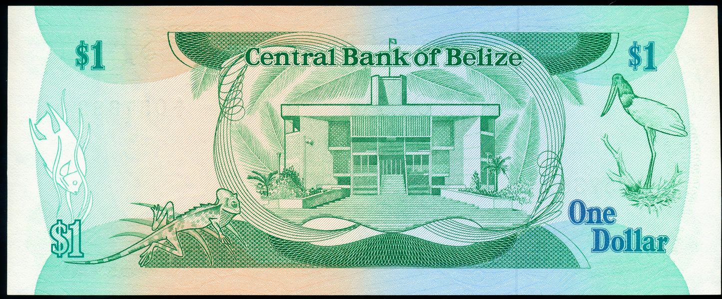 BELIZE P.43a 1983 $1 UNC A/6