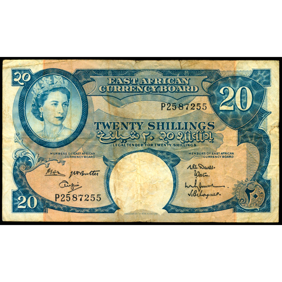 EAST AFRICA P.43b 1961 20 Shillings GF P25