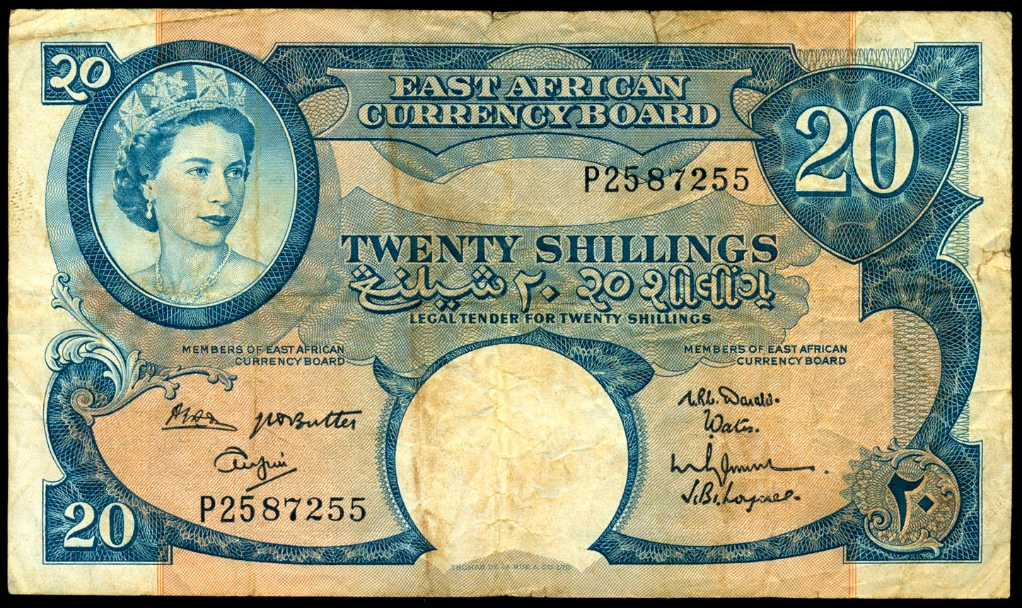 EAST AFRICA P.43b 1961 20 Shillings GF P25