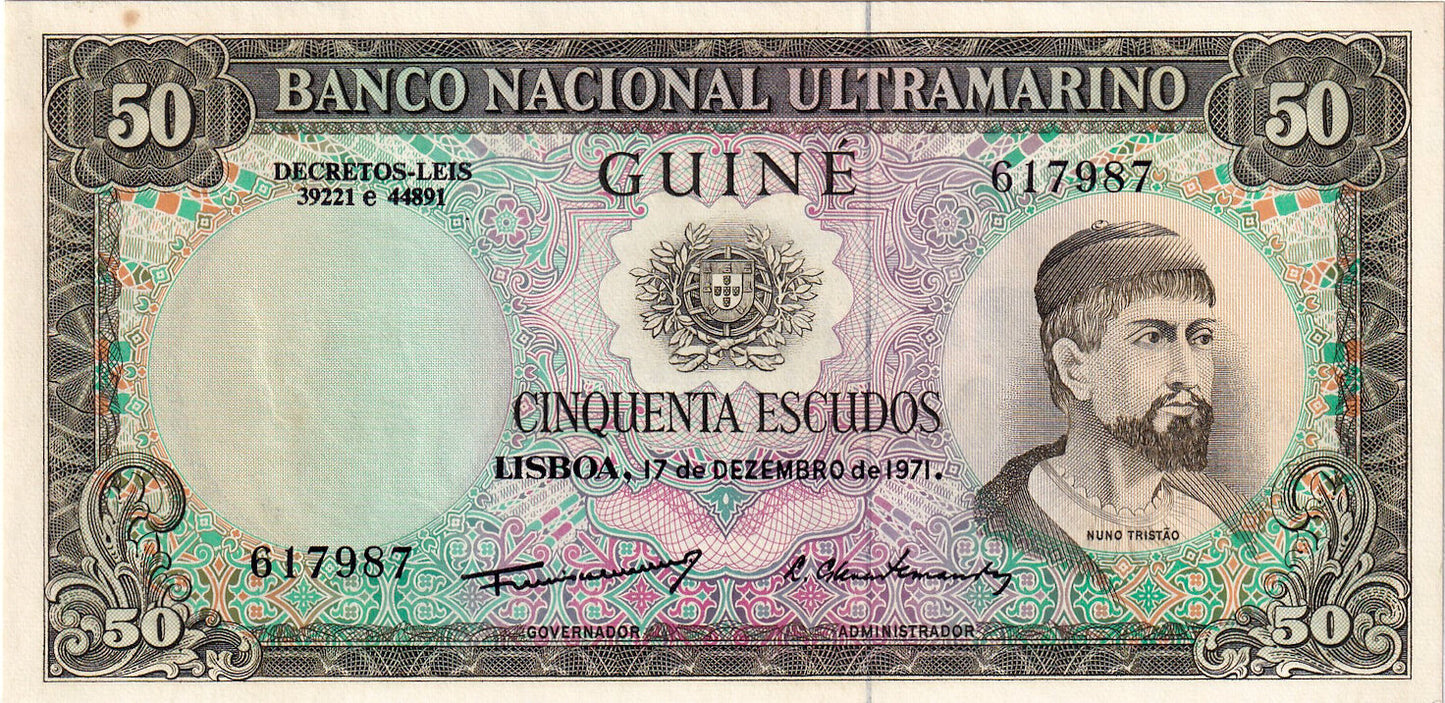 PORTUGUESE GUINEA P.44 1971 50 Escudos AUNC