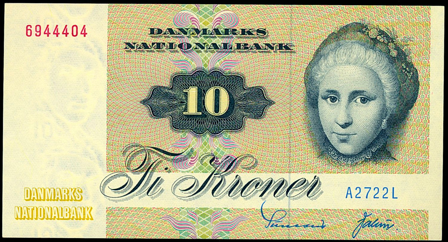 DENMARK P.48a 1972 10 Kroner UNC