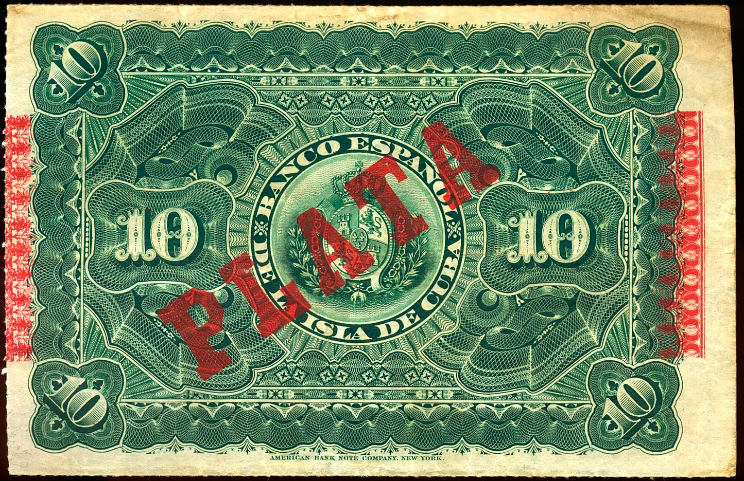 CUBA P.49d 1896 10 pesos UNC