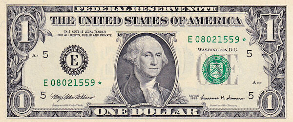 USA P.504* 1999 Federal Reserve Replacement note $1 UNC