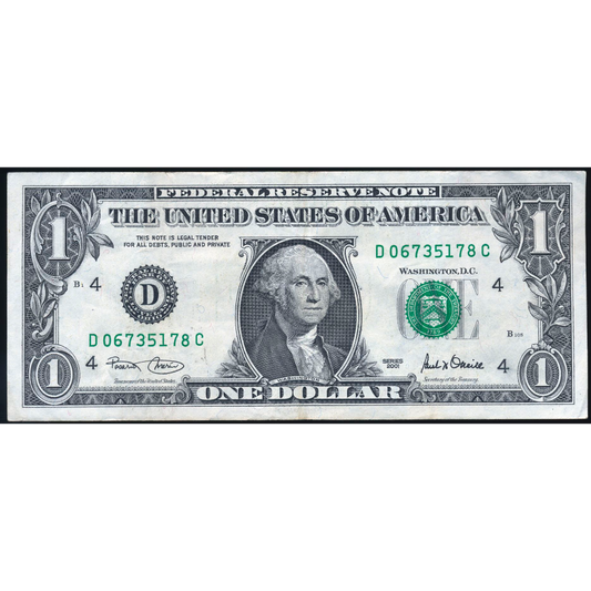 USA P.509 2001 Federal Reserve $1 NEF
