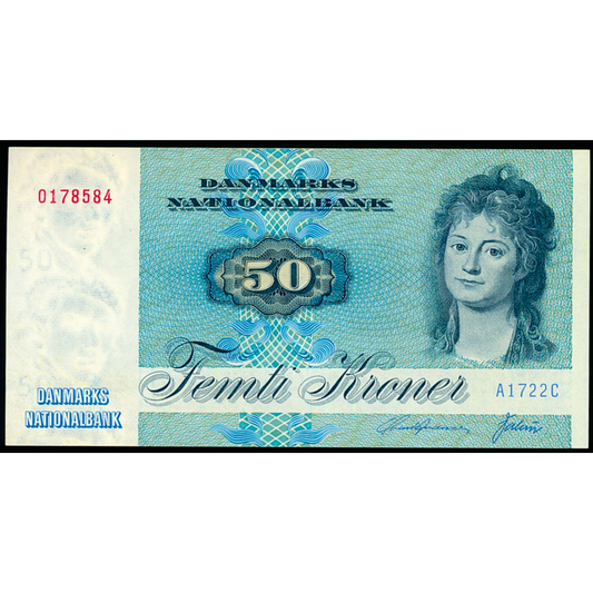 DENMARK P.50a 1972 50 Kroner AUNC