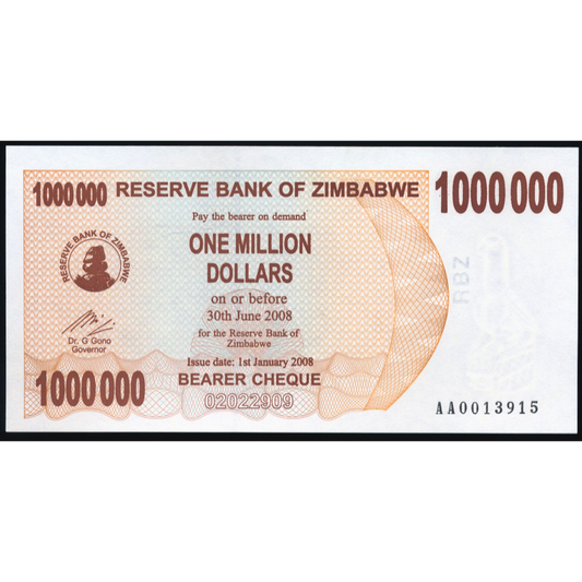 ZIMBABWE P.53 2008 1,000,000 Dollars UNC