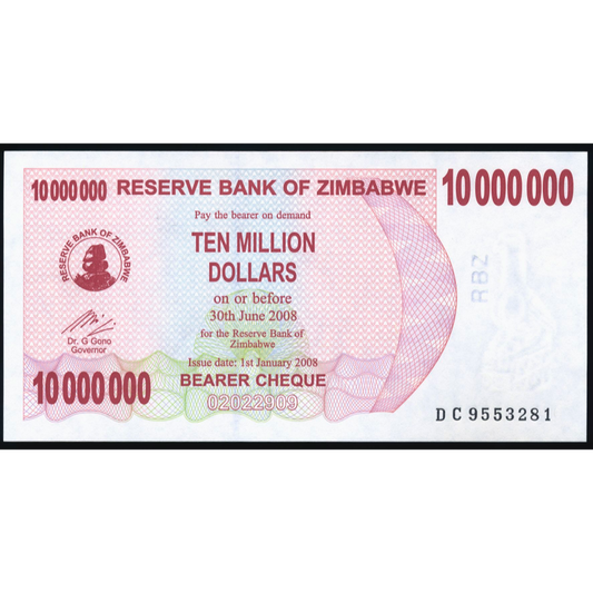 ZIMBABWE P.55b 2008 10,000,000 Dollars UNC