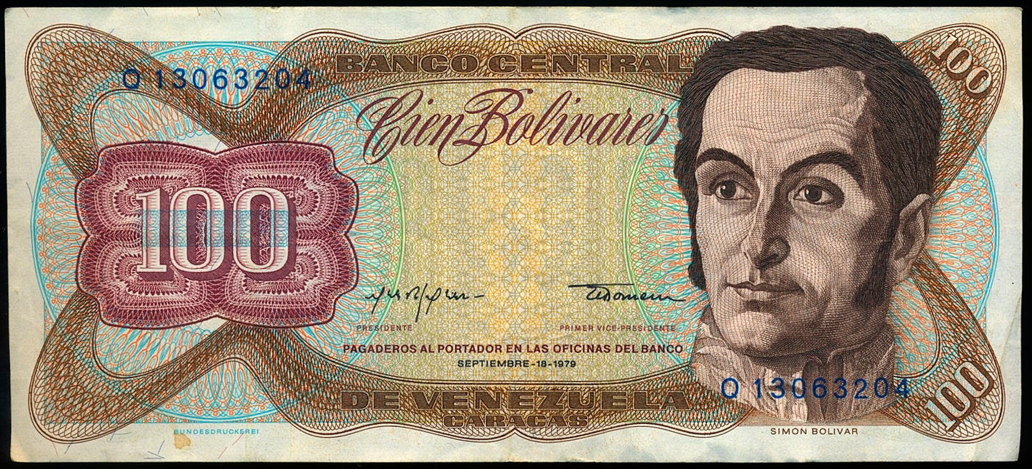 VENEZUELA P.55f 1981 100 Bolivares NEF