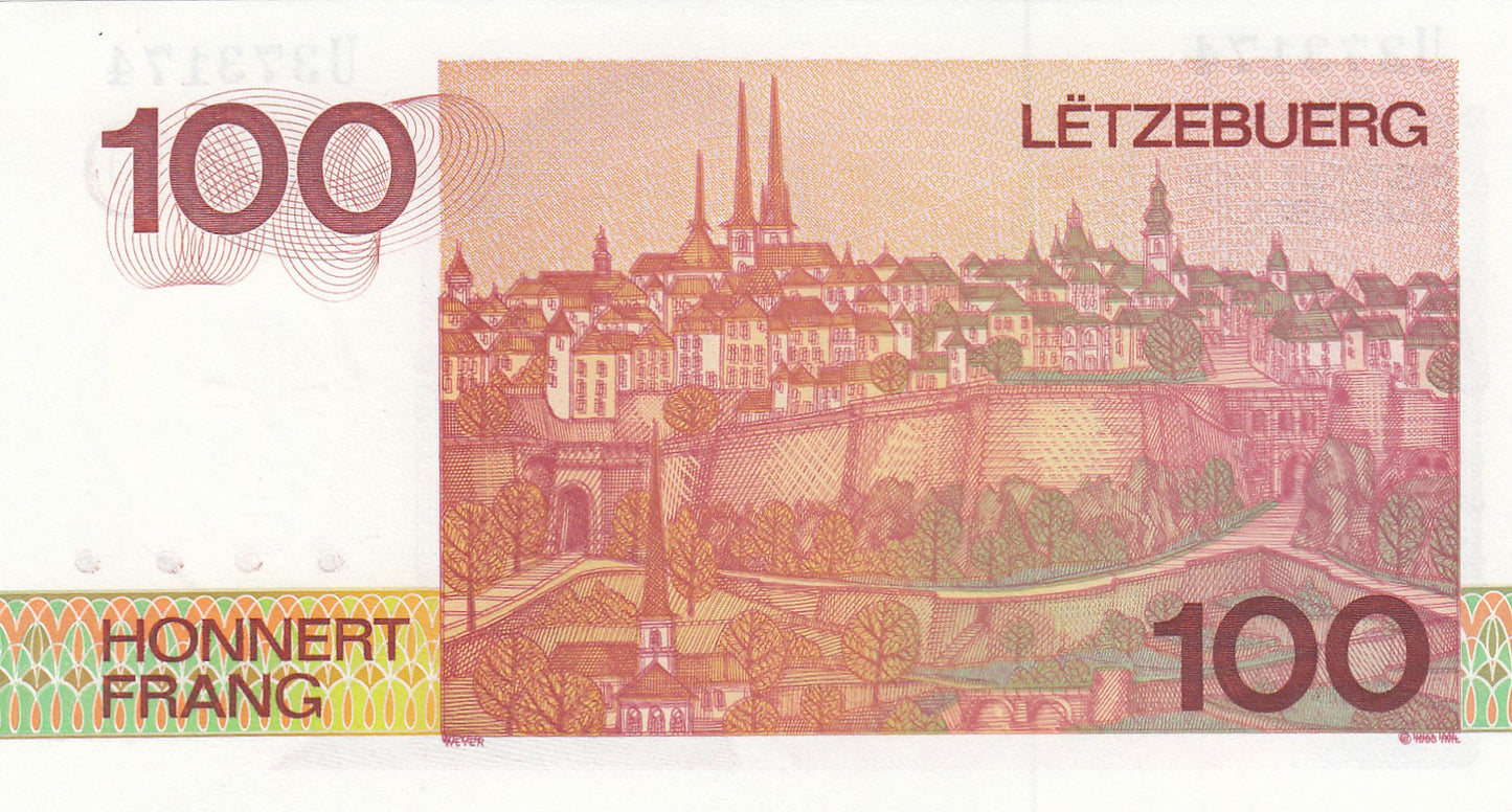 LUXEMBOURG P.58b 1986 100 Francs UNC