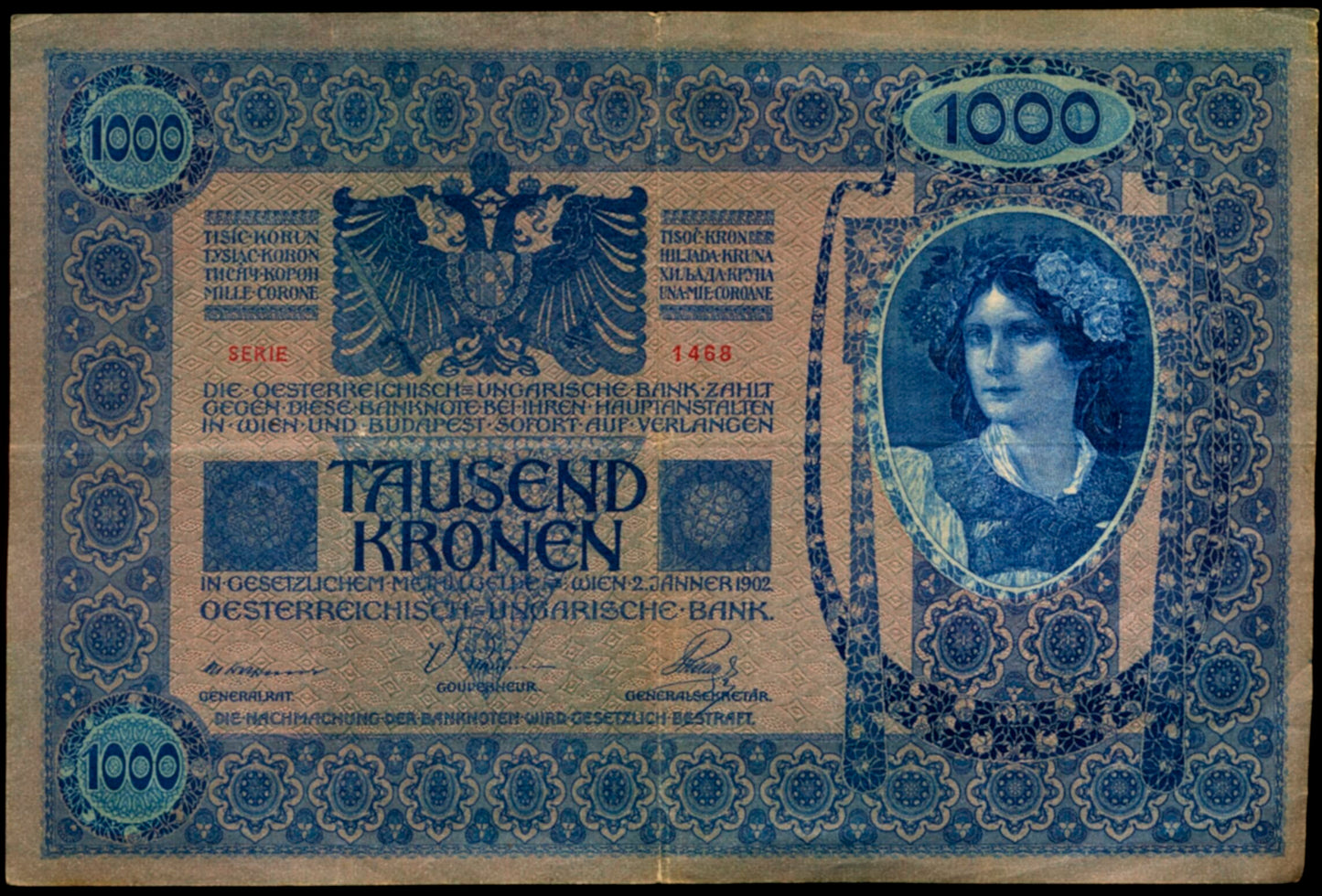 AUSTRIA P.59 1919 1000 Kronen NEF