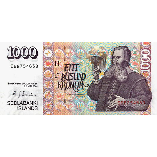 ICELAND P.59 2001 1000 Kronur UNC