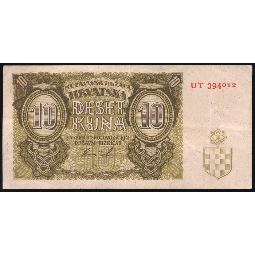 CROATIA P.5b 1941 10 Kuna NEF