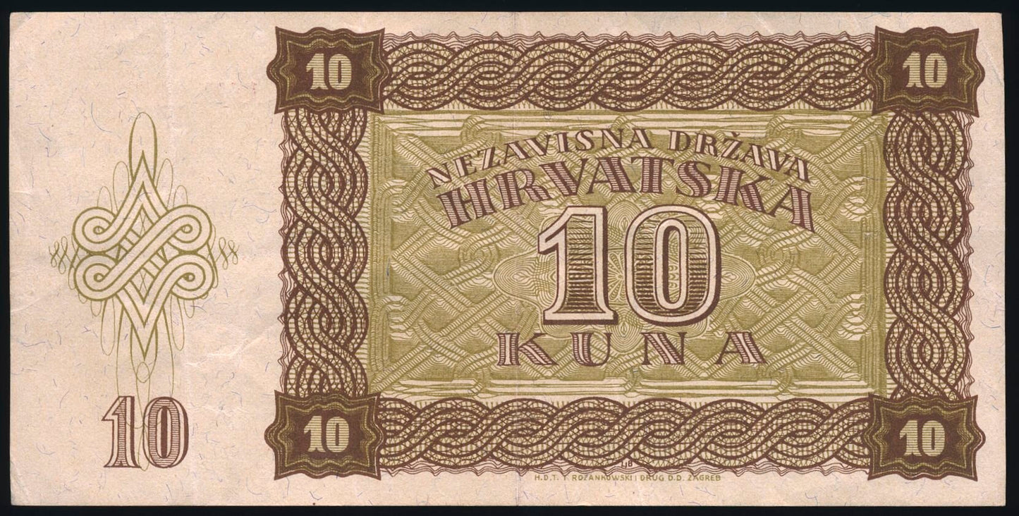 CROATIA P.5b 1941 10 Kuna NEF